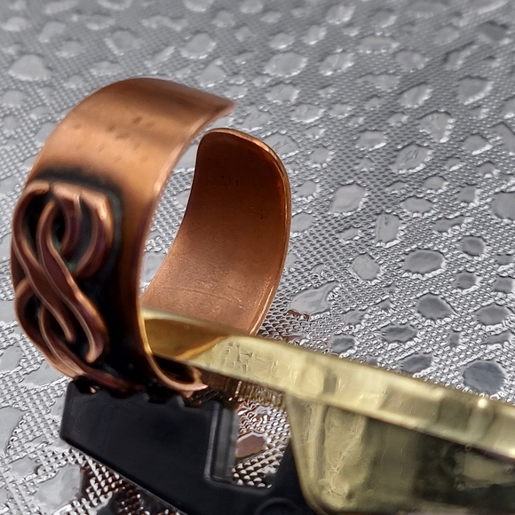 Vintage Solid Copper Braided Overlay Ring Adjustable 8 sz. GC & Very Attractive. - Picture 4 of 11